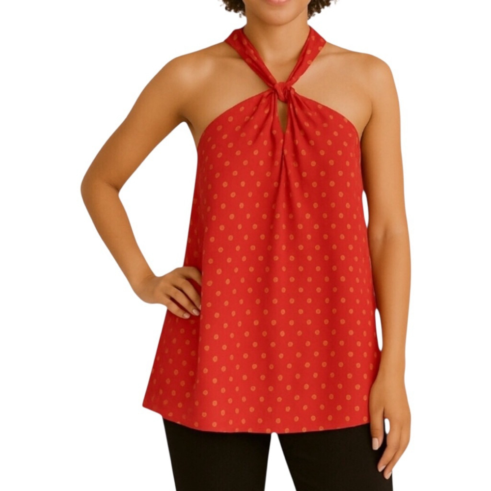 Joie Silk Halter Top Size L Red